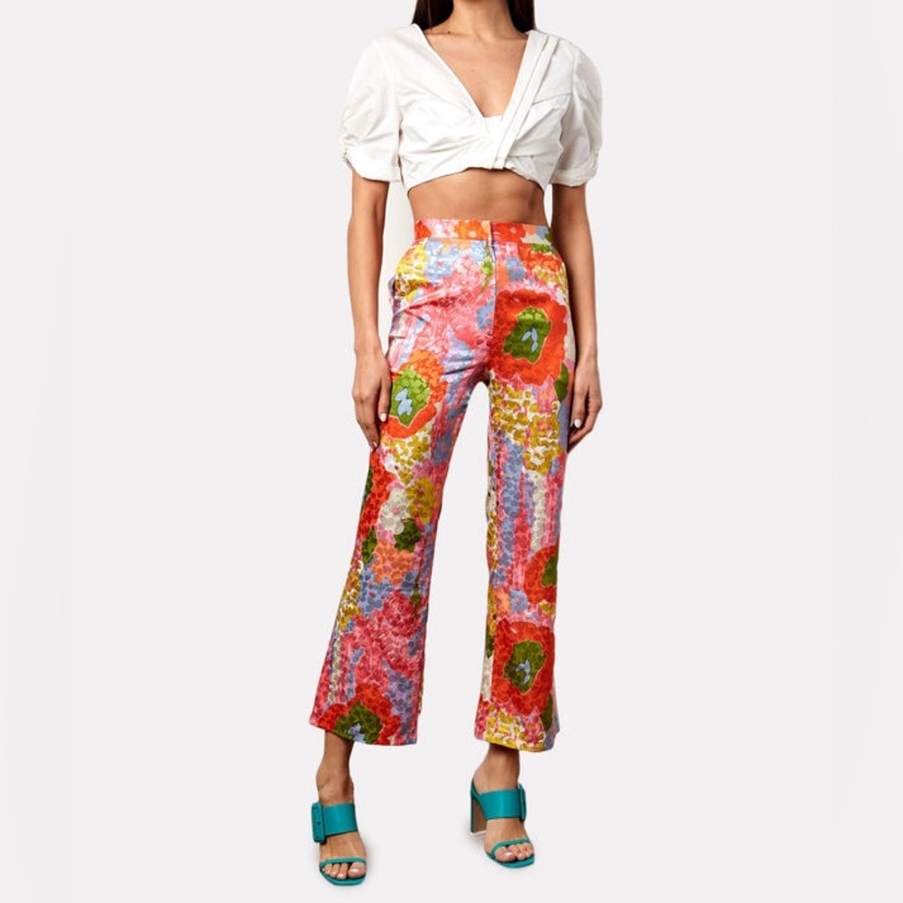 RONNY KOBO Floral Print Wide Leg Pants
